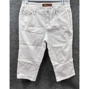 One 5‎ One Denim White Jeans Womens Size 12 Bejeweled Embroidered CottonBling